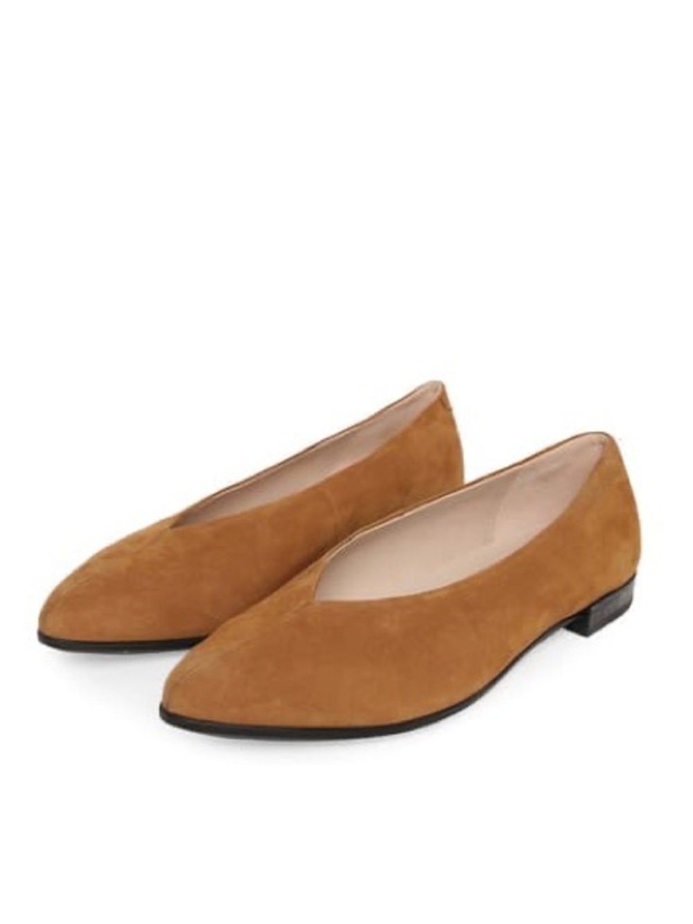 Ecco Tan Nubuck Suede Pointed-Toe‎ Ballet Flats Sz. 39